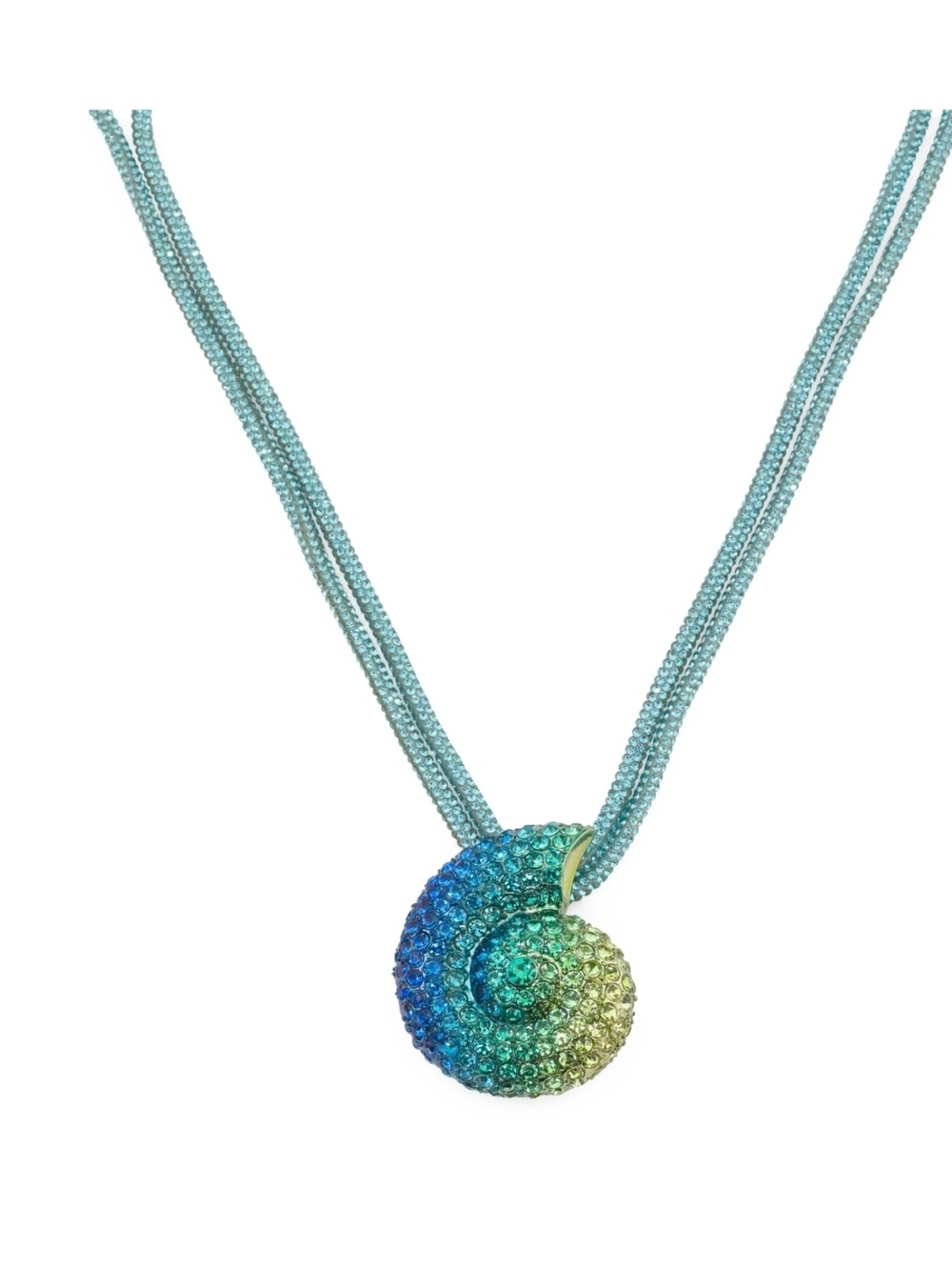 👉✨️ Betsey Johnson Blue Green Spiral Crystal Pendant Necklace